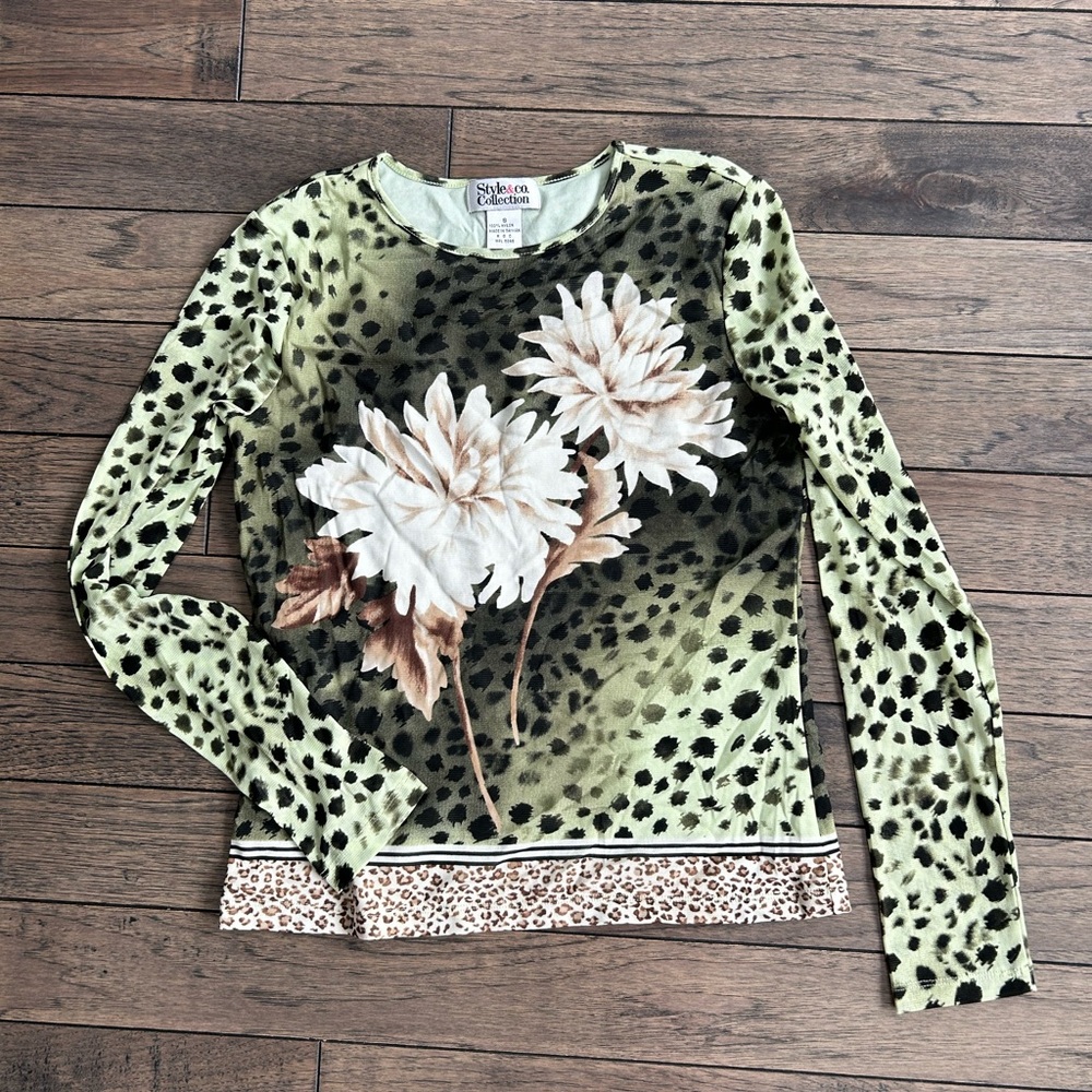 Vintage y2k Mesh Cheetah Top